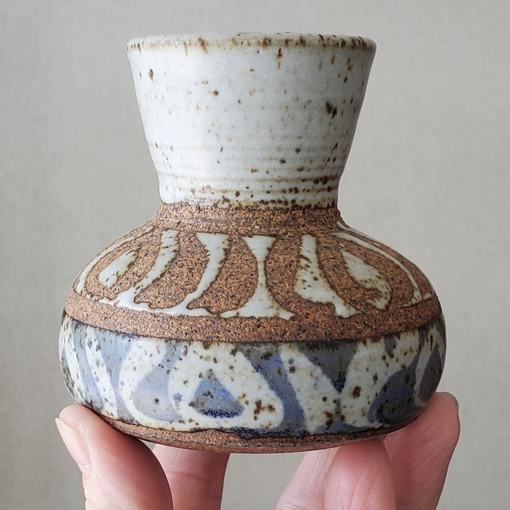 Studio Pottery Thrown Stoneware Vase Signed HB Vintage